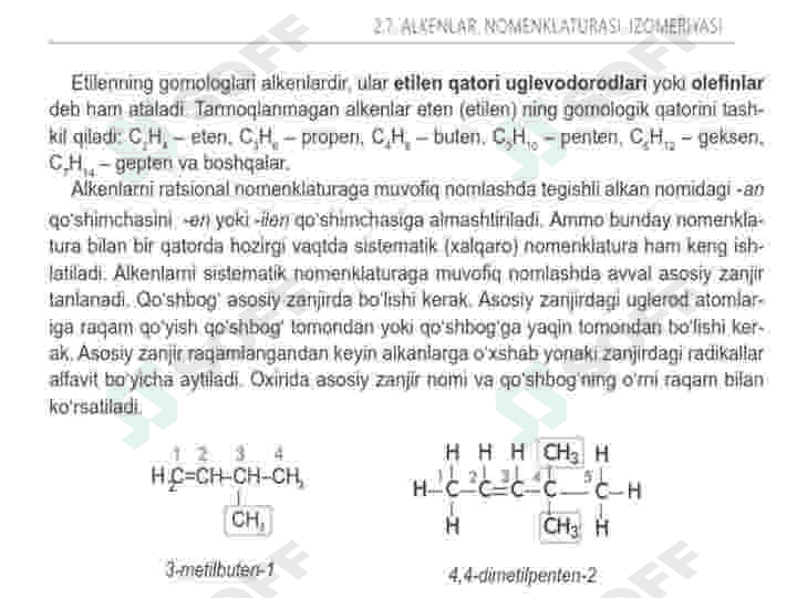 Alkenlarning olinishi. 7