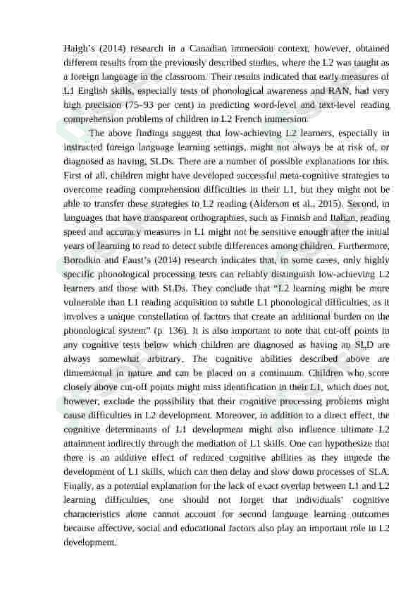 THE EFFECTS OF SPECIFIC LEARNING DIFFICULTIES ON PROCESSES OF MULTILINGUAL LANGUAGE 8