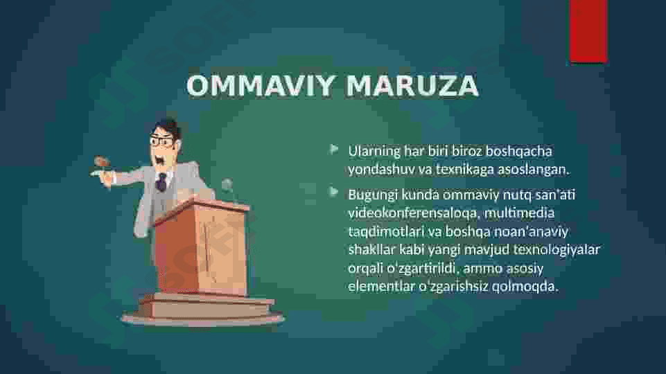 Ommaviy ma’ruzalar, notiqlik turlari 8