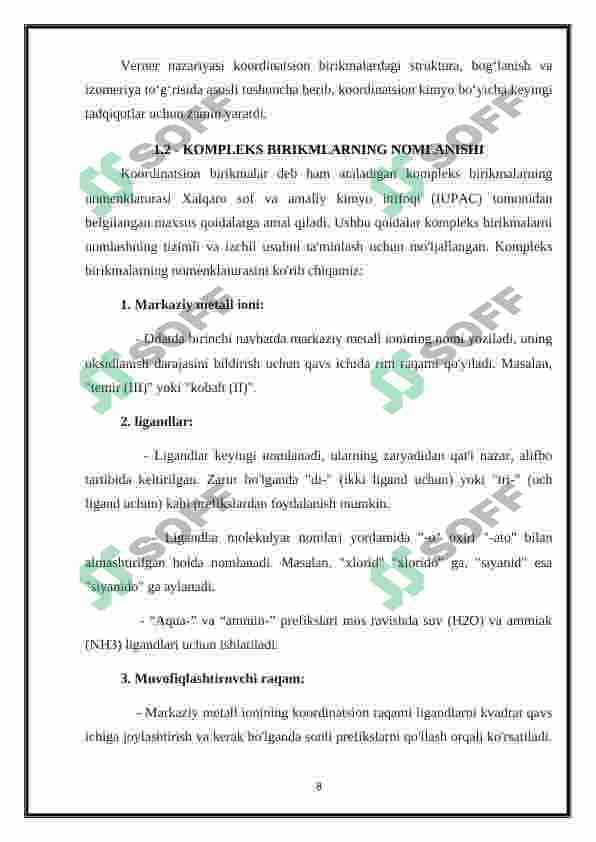 Kompleks birikmlar - biologik faol birikmalar 8