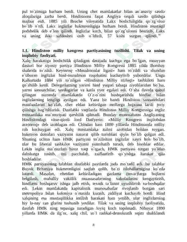 Hindiston milliy kongressi va uning ahamiyati 8