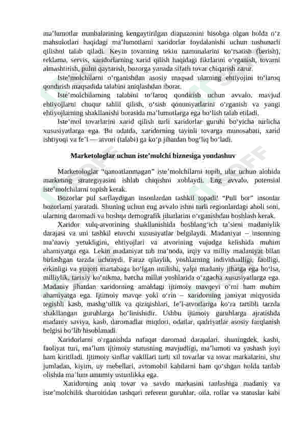 Maqsadli bozorni tanlash 8