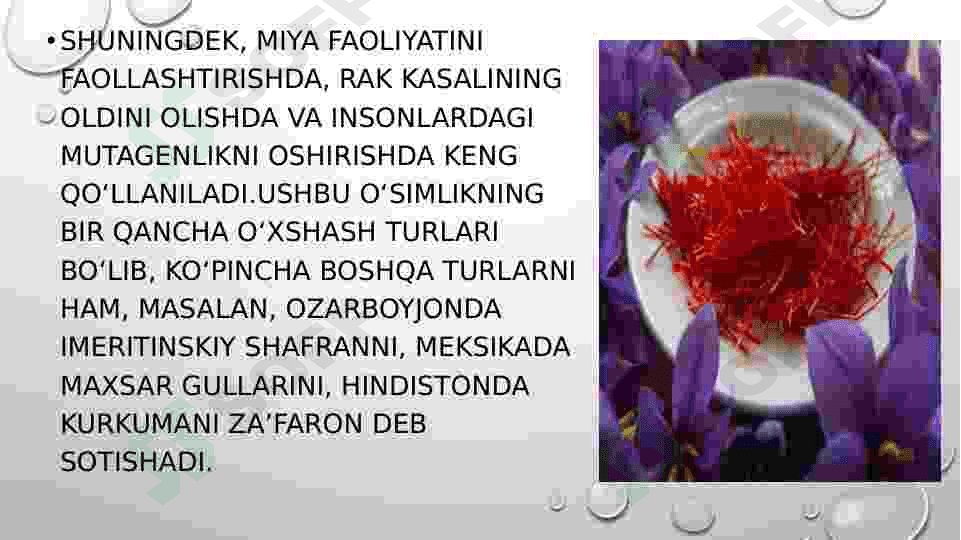 Zafaron oʻsimlik haqida 8