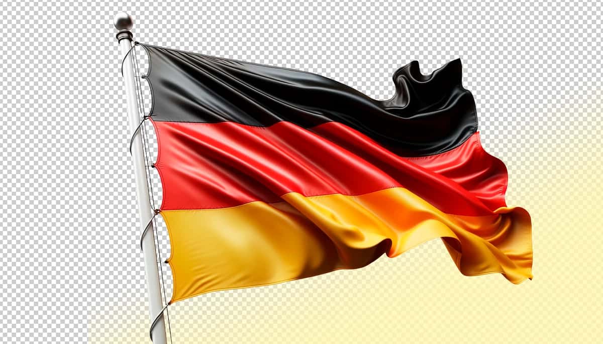 Psd to'lqinli Germaniya bayrog'i shaffof fon | Psd wavy flag germany transparent background 1