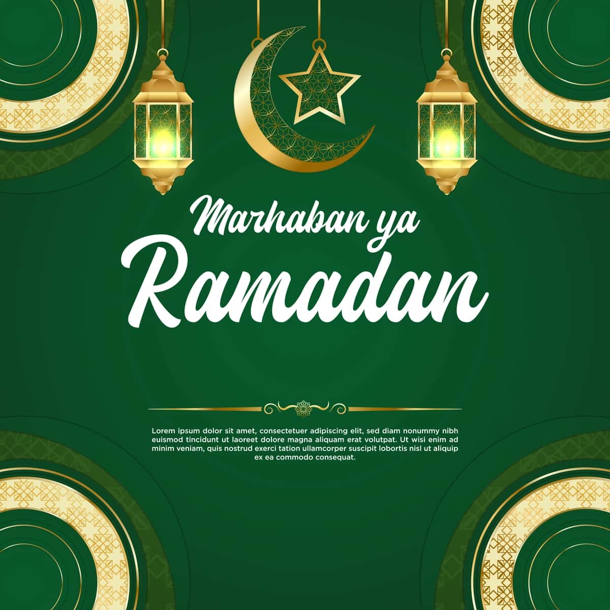 Vektorli yashil hashamatli Ramazon kareem ijtimoiy media post shablonlari | Vector green luxury ramadan kareem social media post template 1