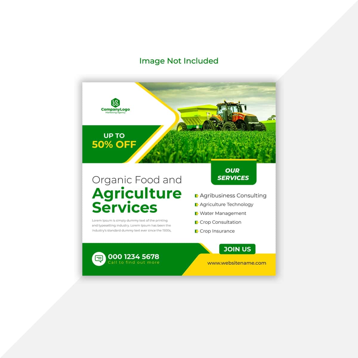 Qishloq xo'jaligi xizmati fb instagram post ijtimoiy media post shabloni | Agriculture service fb instagram post social media post template 1