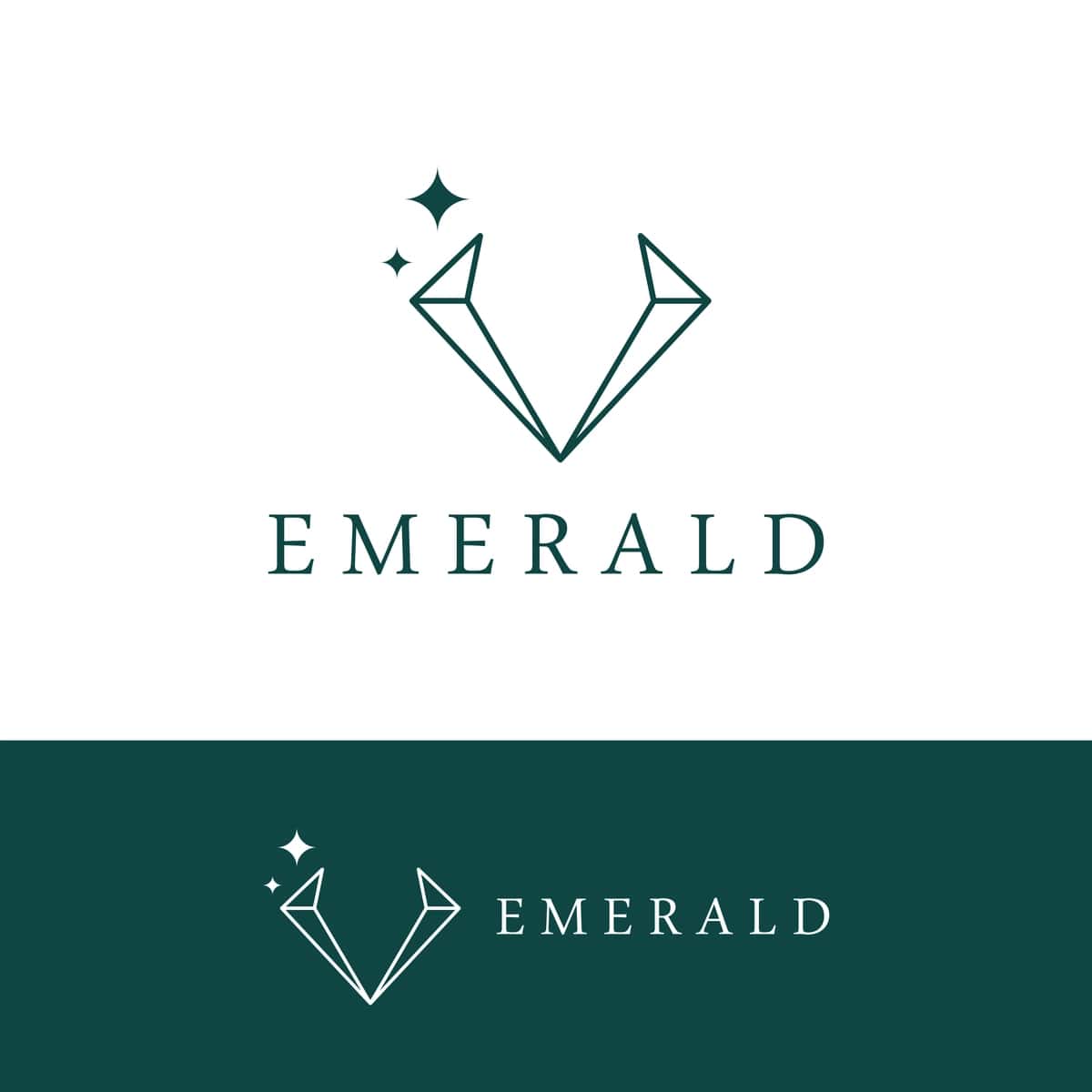 Hashamatli antiqa zumraddan yasalgan qimmatbaho tosh logo shabloni zamonaviy uslubdagi zargarlik buyumlari | Luxury antique emerald gemstone logo template trendy style jewelry 1