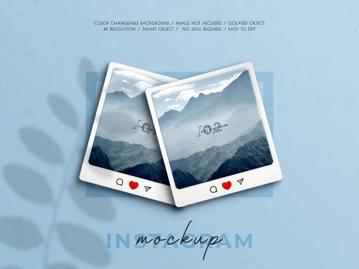 3D yurak emoji ijtimoiy media posti bilan 3D instagram interfeysi maketi | 3d instagram interface mockup with 3d heart emoji social media post 1