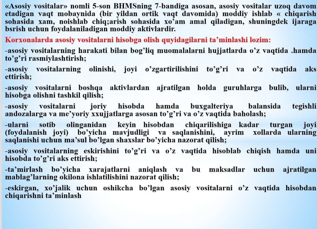 ASOSIY VOSITALAR VA NOMODDIY AKTIVLAR HISOBI 1