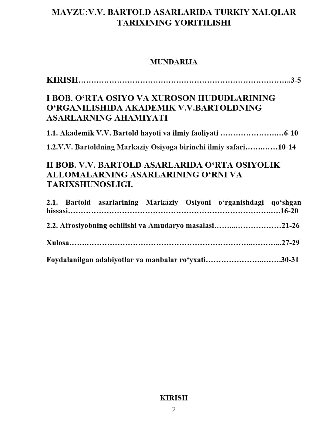 V.V. BARTOLD ASARLARIDA TURKIY XALQLAR TARIXINING YORITILISHI 1