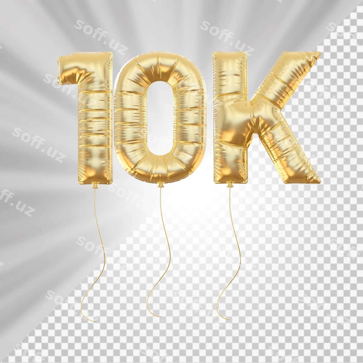 10k obunachi oltin sharqillar raqam 3D | 10k follower gold balloons number 3d 1