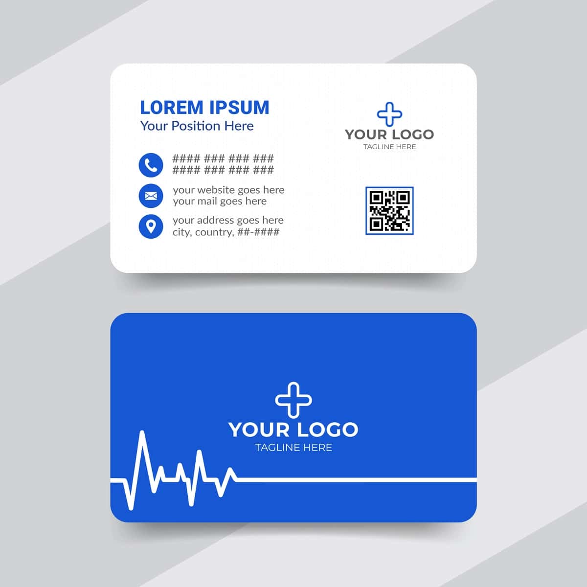 Zamonaviy sog'liqni saqlash shifokori tashrif qog'ozi shabloni dizayni old tomoni | Modern healthcare medical doctor business card template design front 1