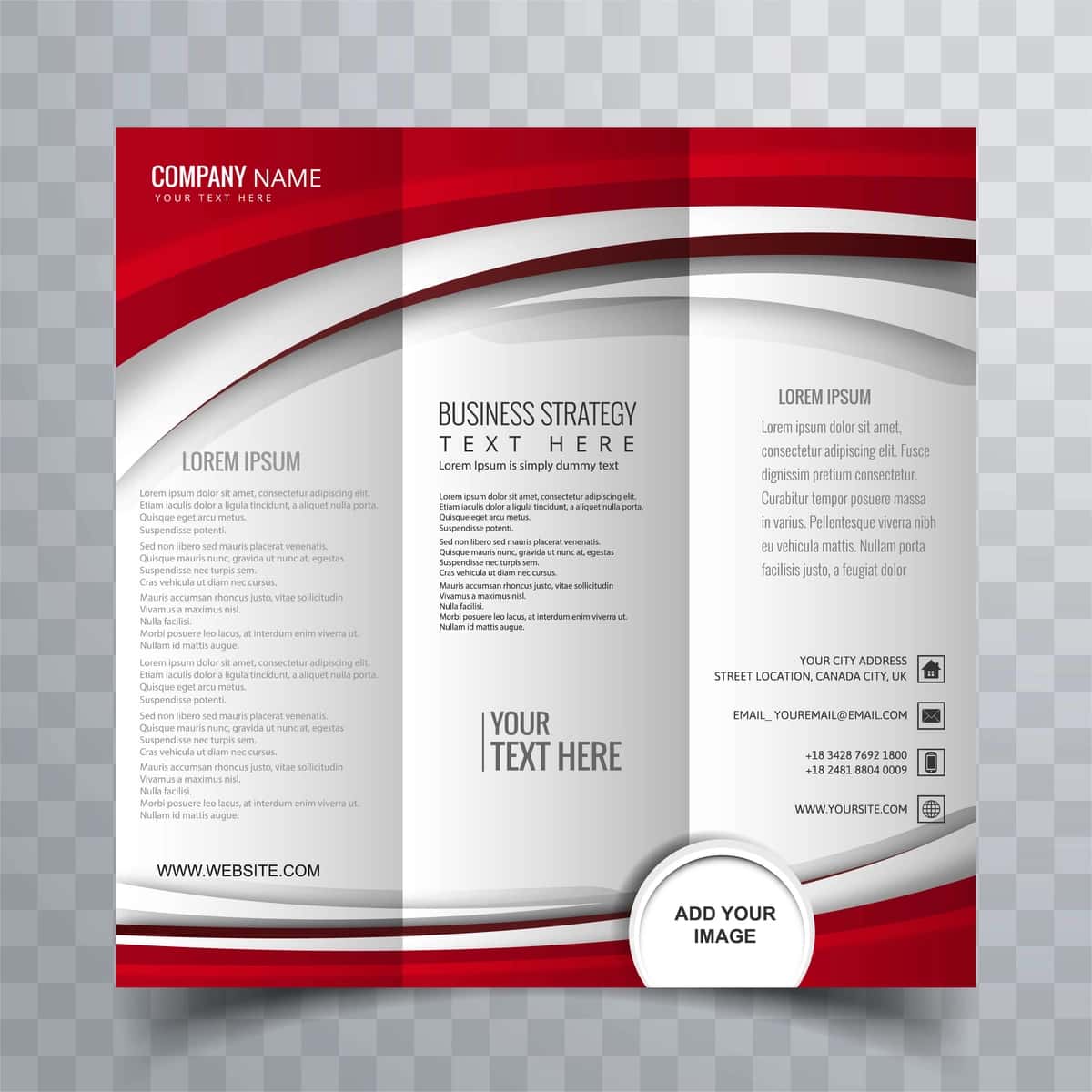 Nafis ijodiy to'lqinli uch qavatli broshyura shablonlari dizayni | Elegant creative wavy trifold brochure template design 1