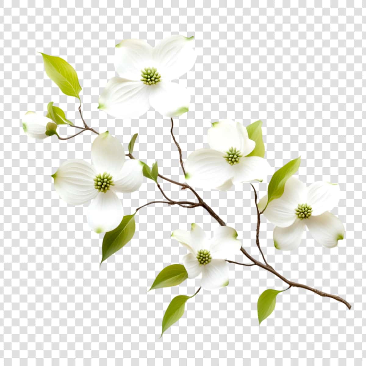 Nozik shoxli oq dogwood gullari shaffof fon | Delicate branch white dogwood blossoms flower transparent background 1