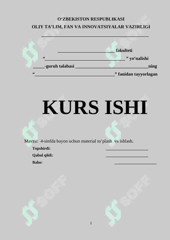 4-sinfda bayon uchun material to‘plash va ishlash