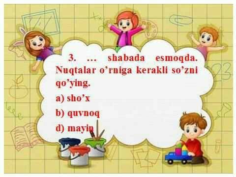 Oʻzbek tilidan testlar 1