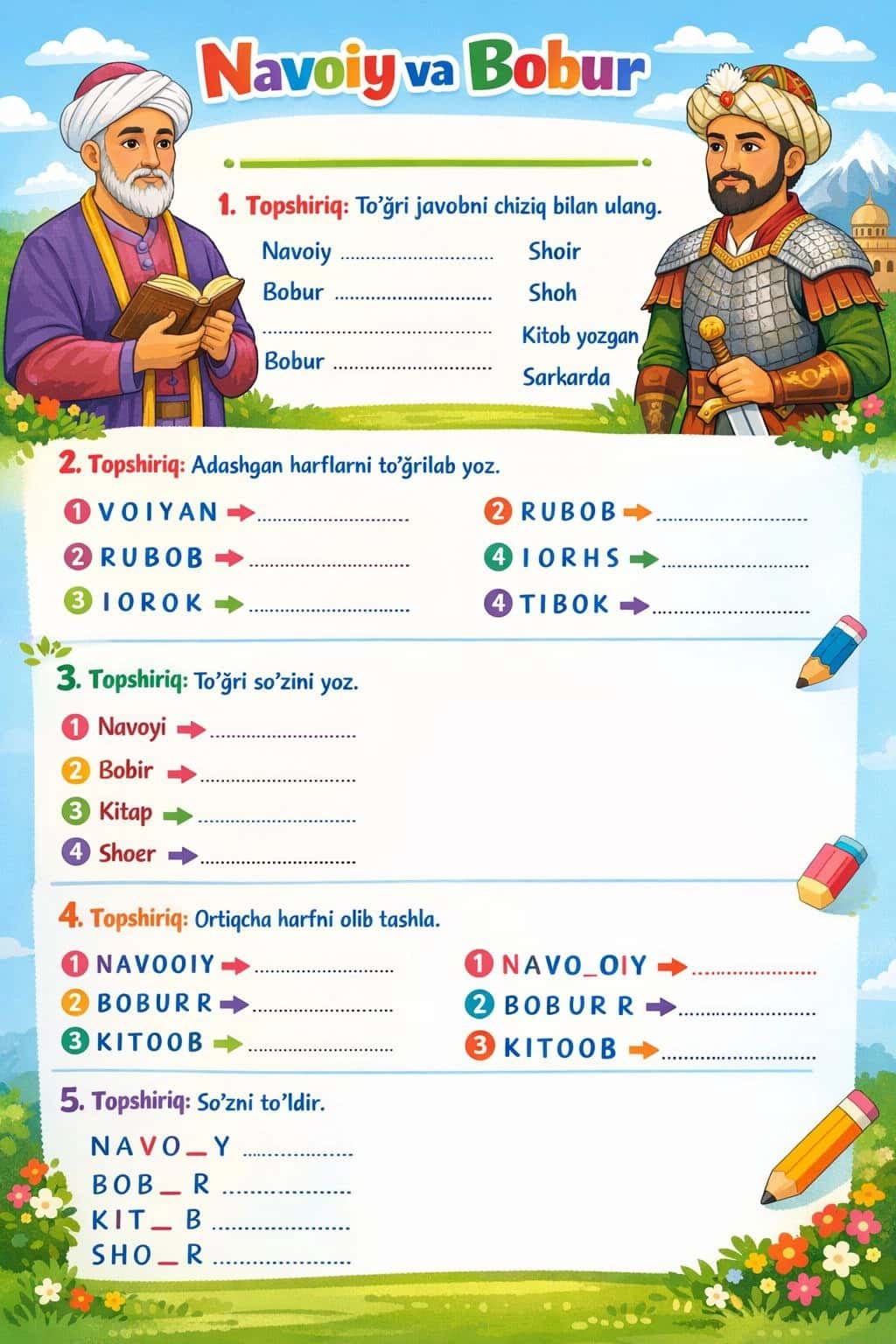 So'z o'yini, Alisher Navoiy, Z.M.Bobur 1