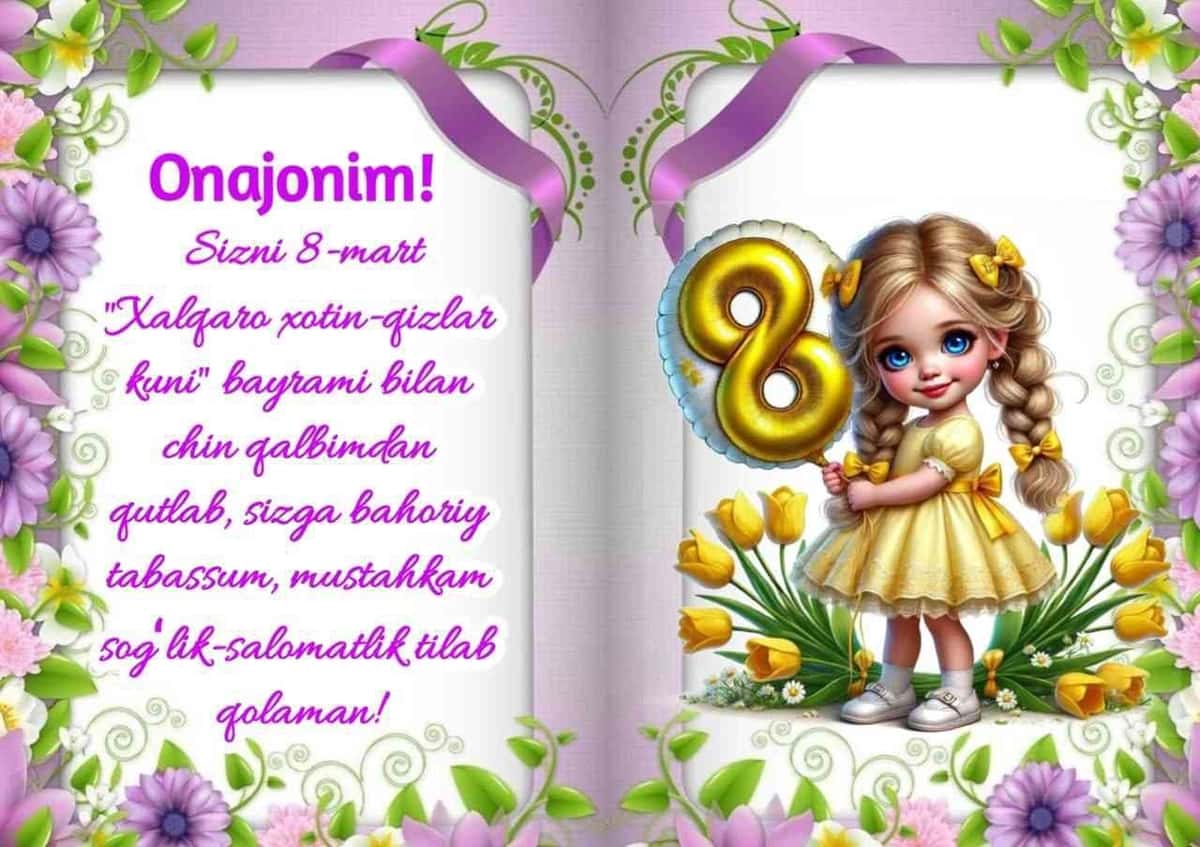 Onajonlar uchun 8-mart bayram tabrigi 2