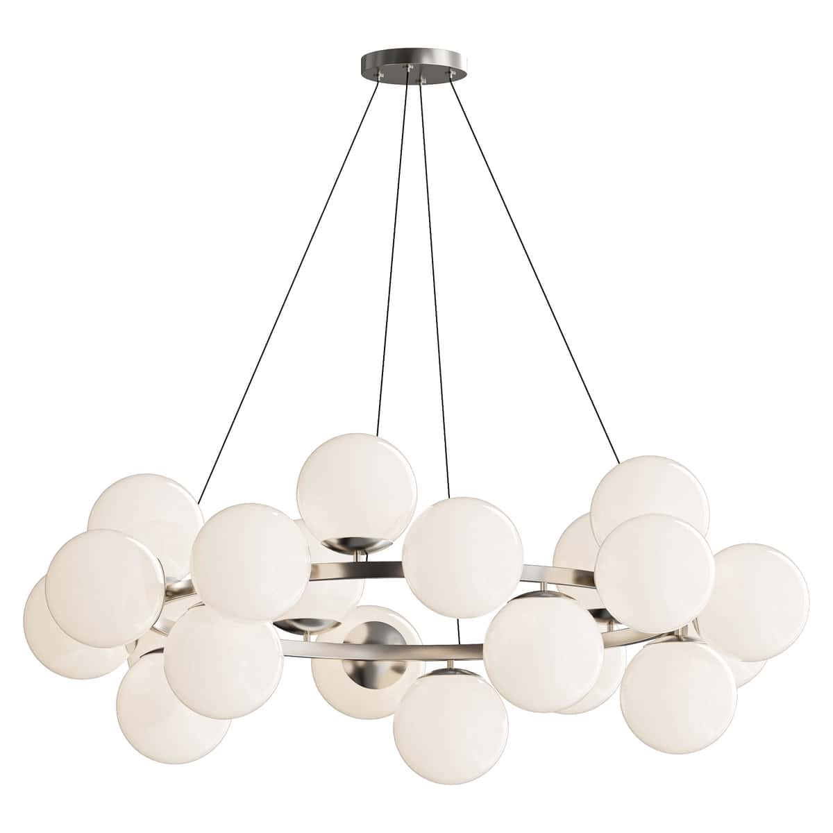 MyFar Aerton Nickel White Glass Molecule Chandelier 20 Light 1