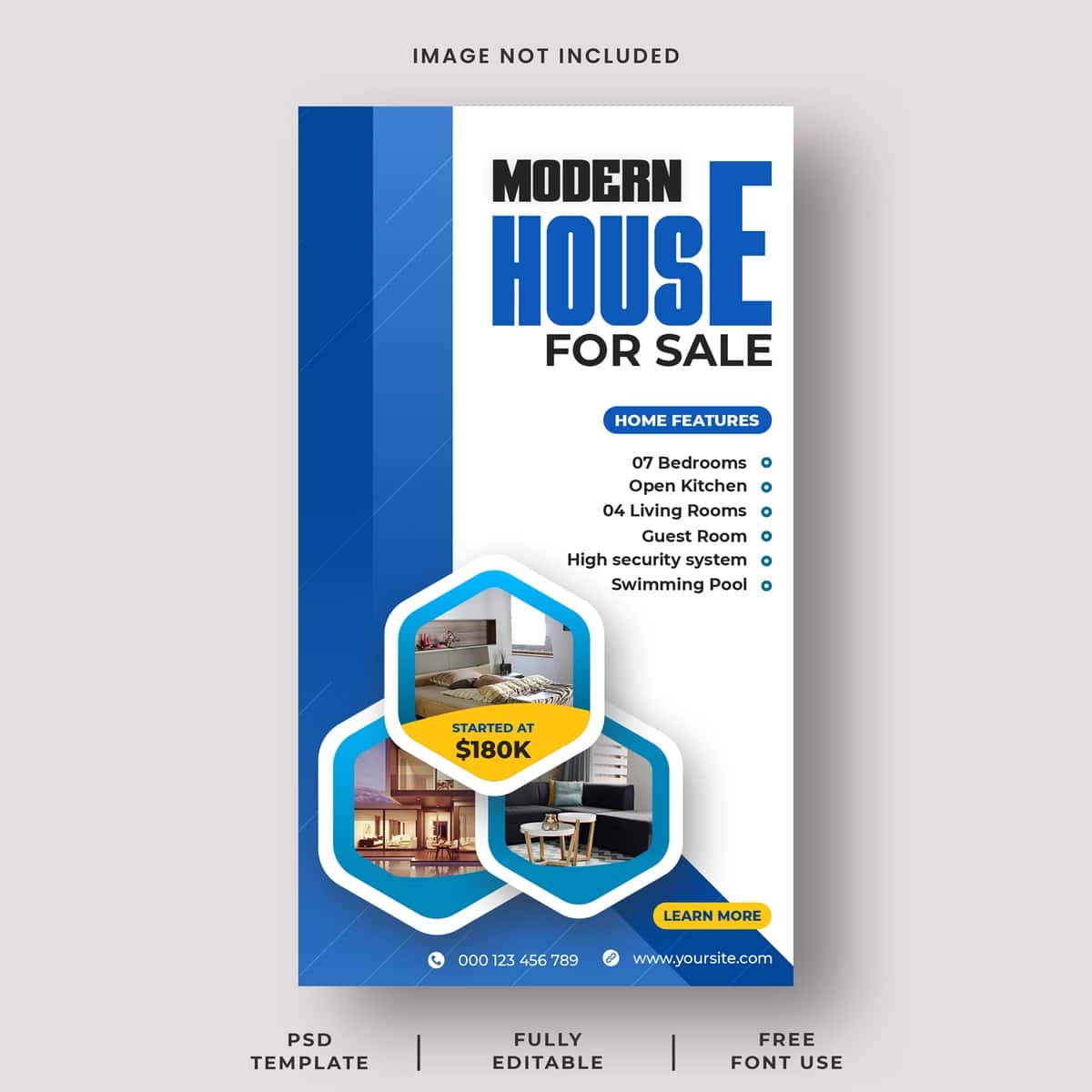 Zamonaviy uy sotuvi ijtimoiy media instagram hikoyasi banner shabloni | Modern house sale social media instagram story banner template 1