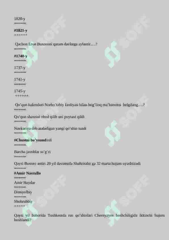 TARIX 100 TALIK TEST JAVOBLARI BILAN 3