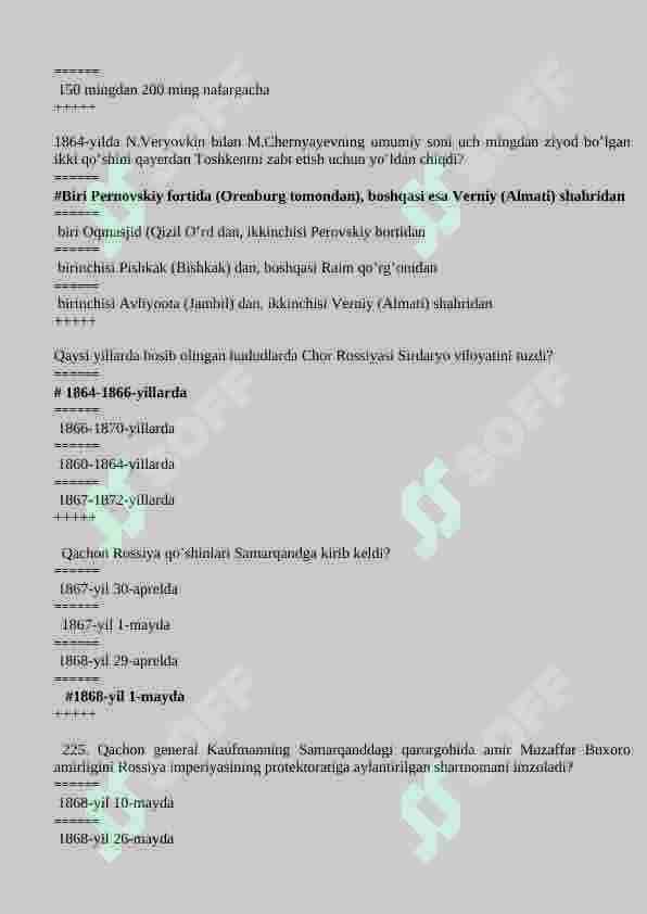 TARIX 100 TALIK TEST JAVOBLARI BILAN 7