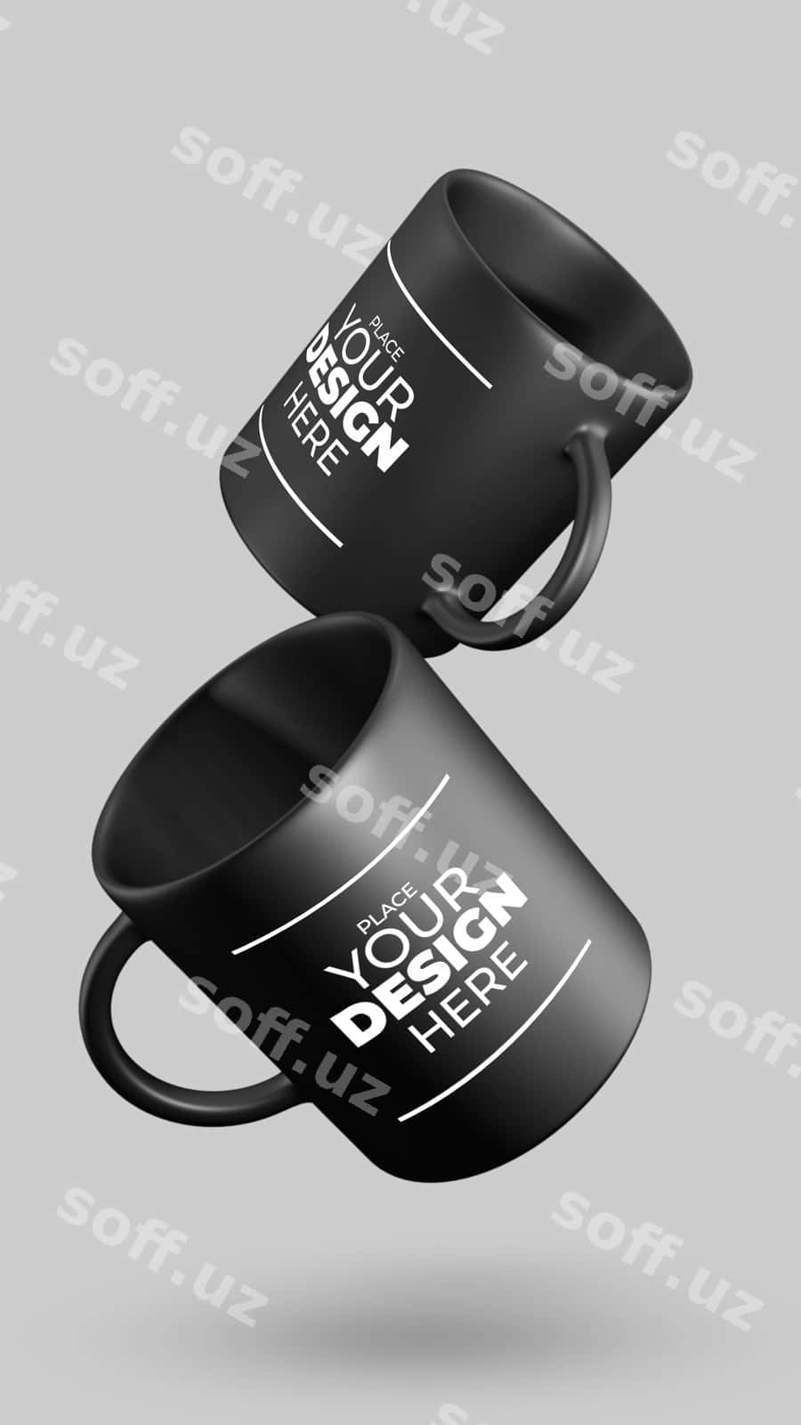 Suzuvchi 2 stakan 3D maket | 2 mug 3d mockup floating 1