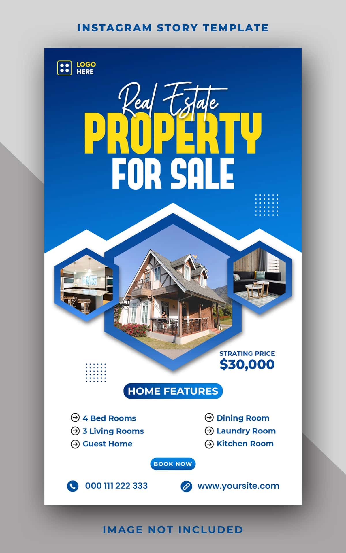 Ko'chmas mulkni sotish instagram hikoyasi banner shablonlari | Real estate property sale instagram story banner template 1