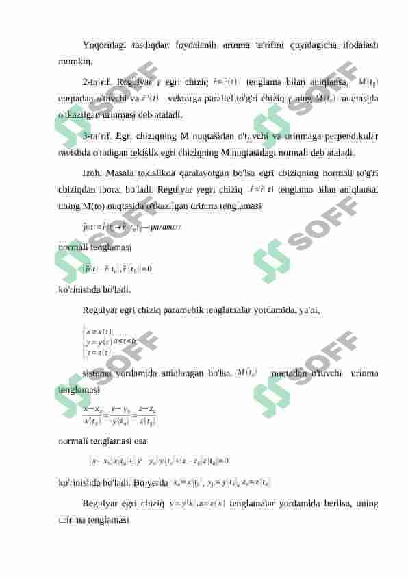 Egri chiziqning parametrik tenglamalari. 4