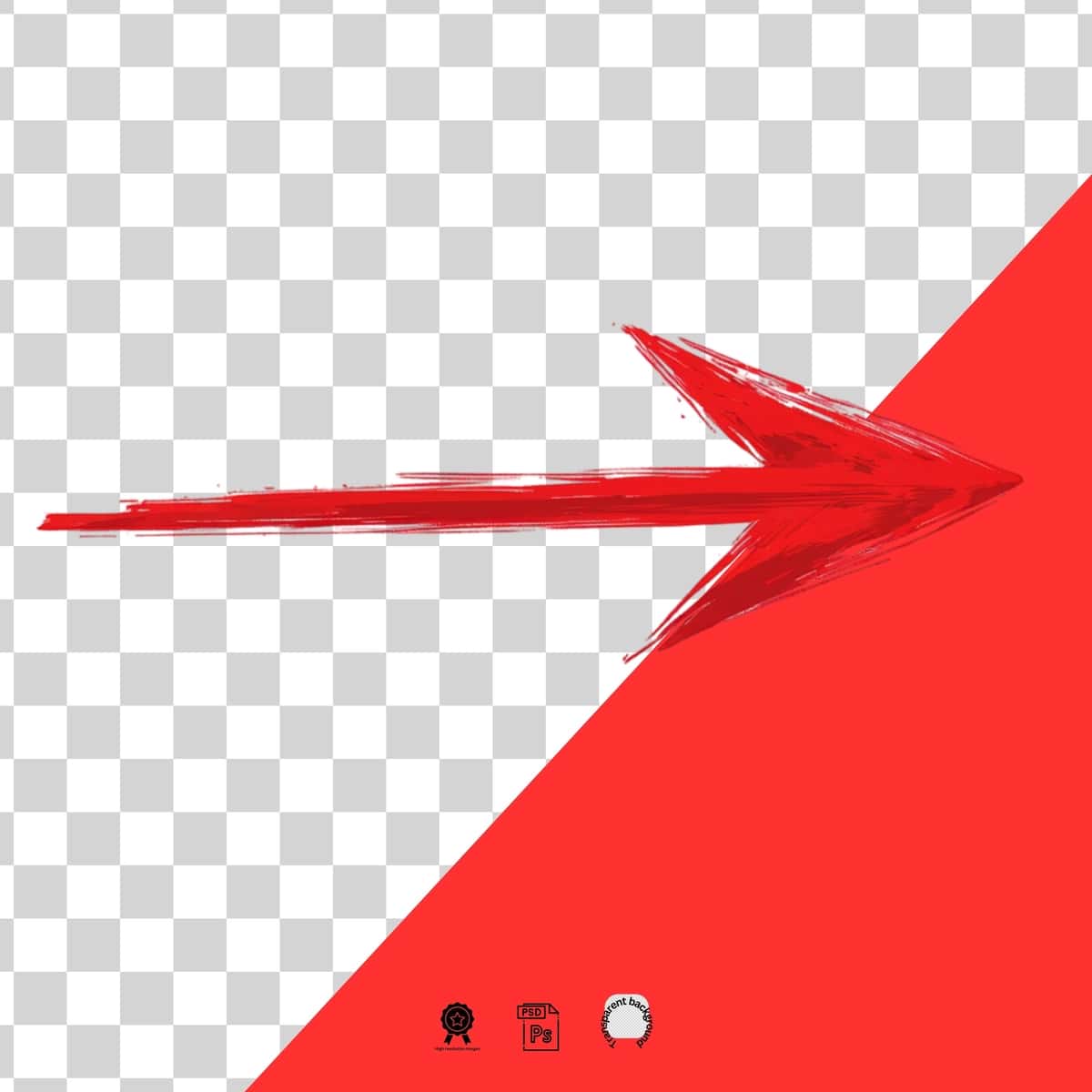 Qo'lda chizilgan qizil gorizontal o'q oq shaffof png foni | Red horizontal handdrawn arrow white transparent png background 1