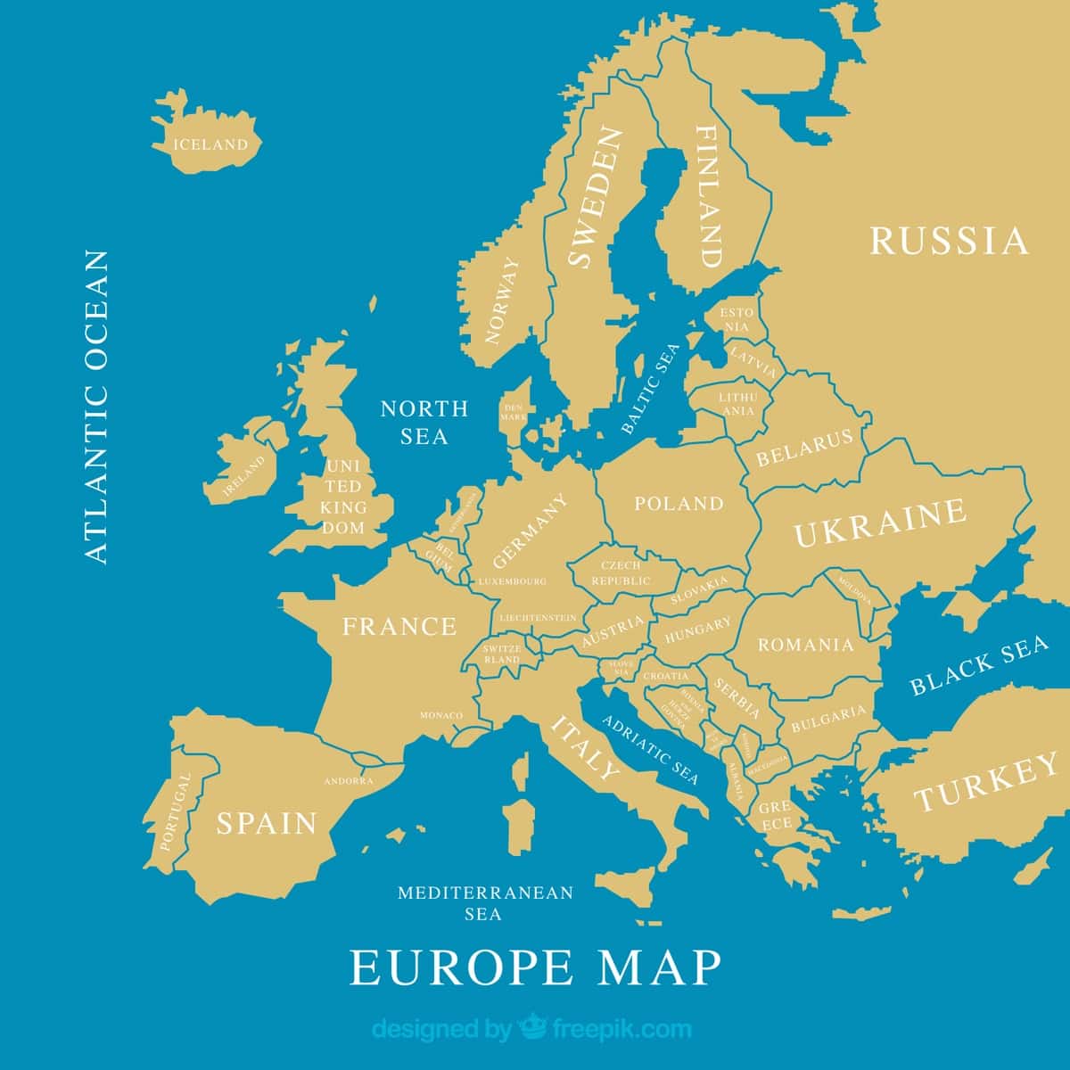 Yassi uslubdagi ranglar bilan Yevropa xaritasi | Map europe with colors flat style 1