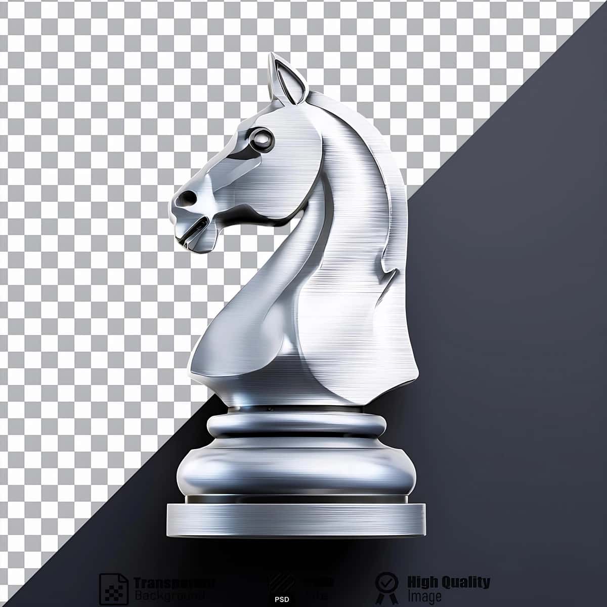 Nafis kumush ritsar shaxmat donasi belgisi belgisi | Sleek silver knight chess piece symbol icon 1