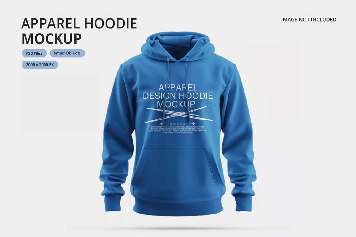 Moviy qalpoqli maket kiyim dizayni taqdimoti | Blue hoodie mockup apparel design presentation 1
