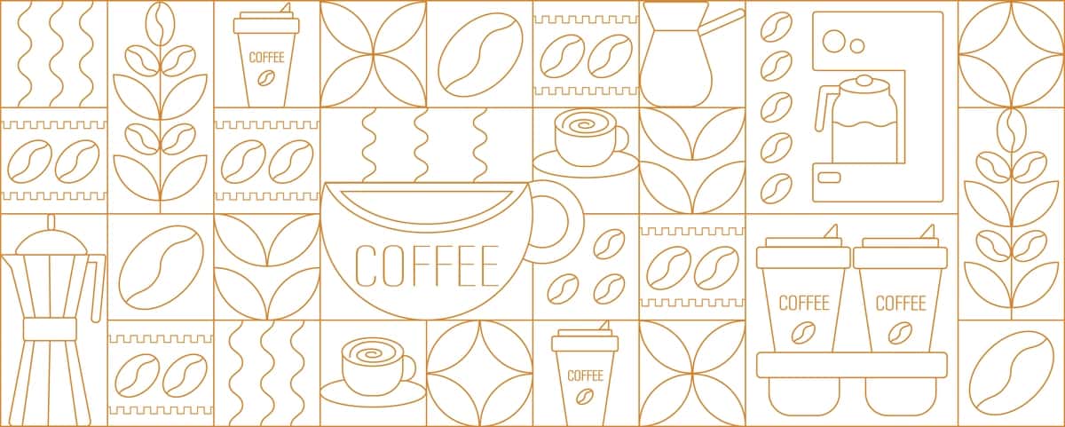 Qahva chizig'i tasviri qahva do'koni menyusi dizayni foni | Coffee line art pattern coffee shop menu design background 1