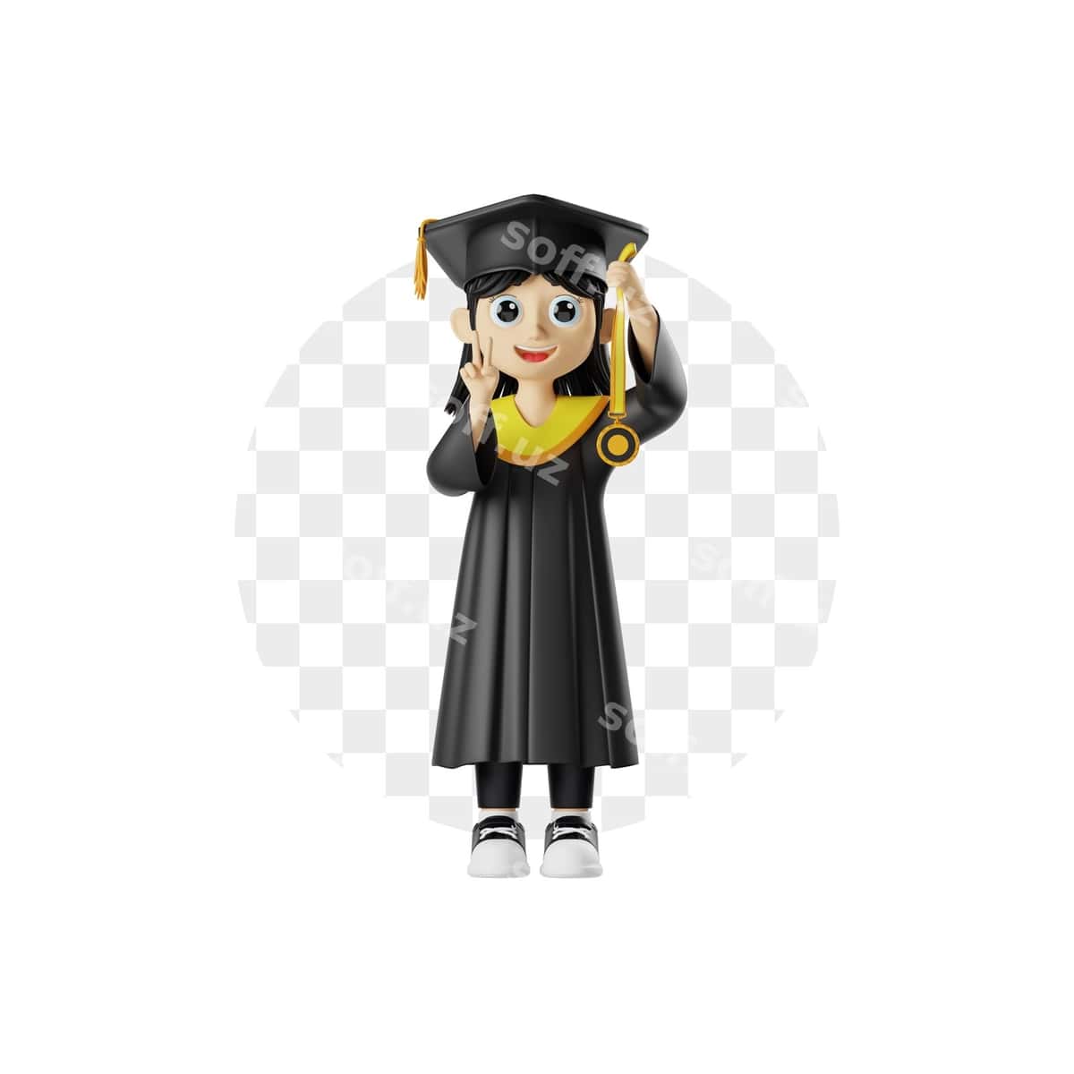 3d qiz medalni tutgan | 3d character girl holding medal 1