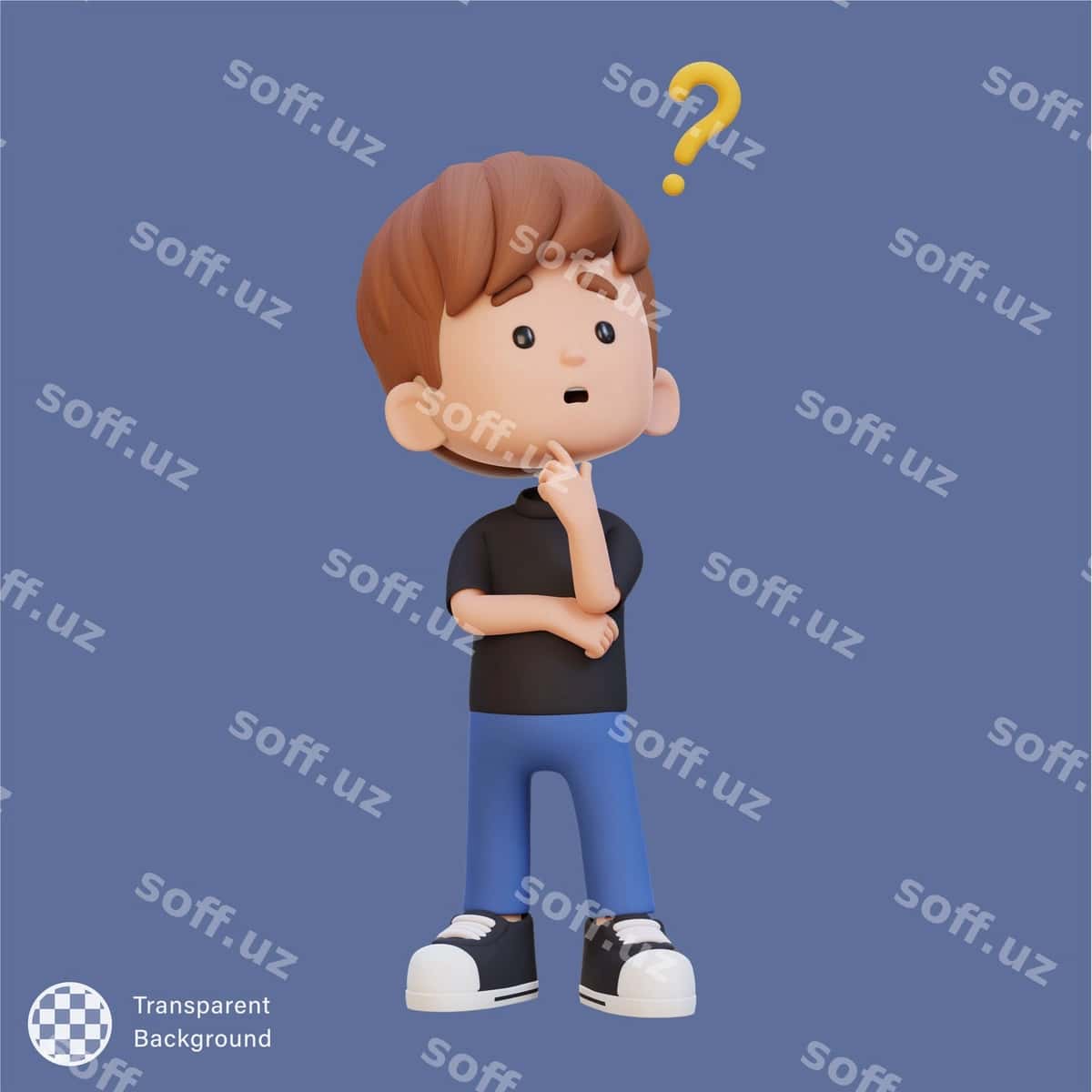 3d chiroyli noaniq bola o'ylayotgan | 3d cute kid thinking clueless 1