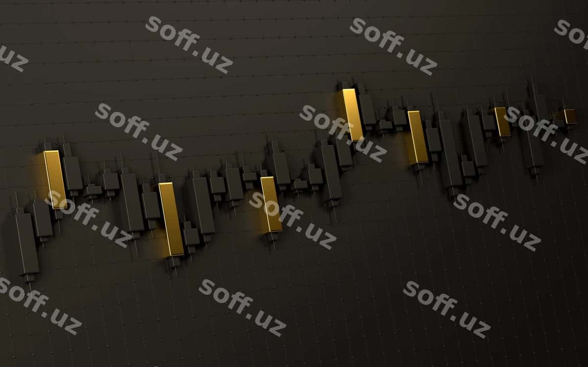 3d oltin chart moliya qora orqa fonda | 3d golden chart finance dark background 1