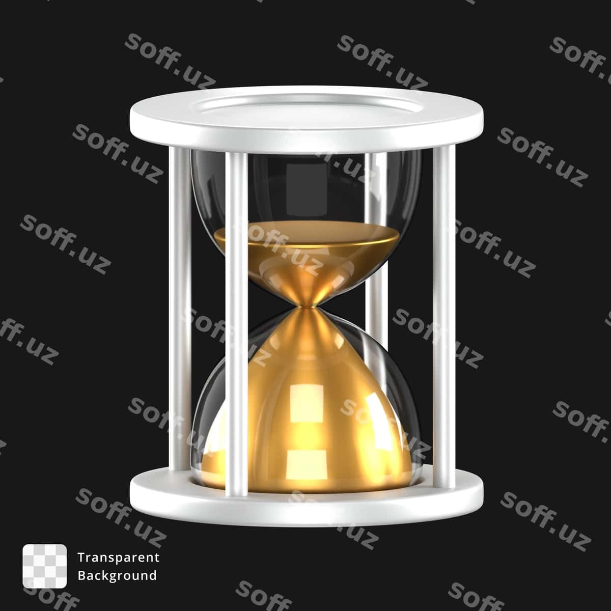 Uch oʻlchovli ikonka oq soat qutisi | 3d icon white hourglass 1