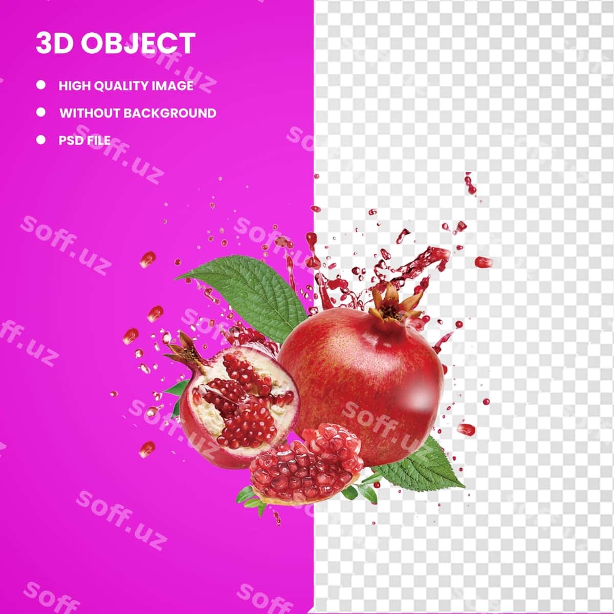 3D suvmi anor meva ovqat | 3d juice pomegranate fruit food 1