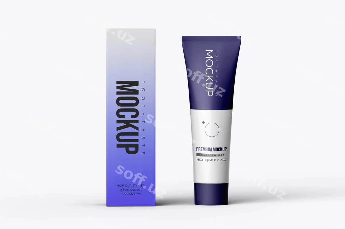 3d mockup paste for box tube | 3d mockup toothpaste box tube 1