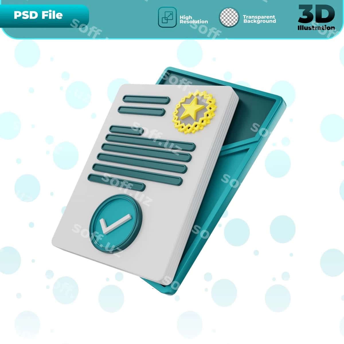 3d render ruxsat fayl ikonasi illustratsiyasi | 3d render consent file icon illustration 1
