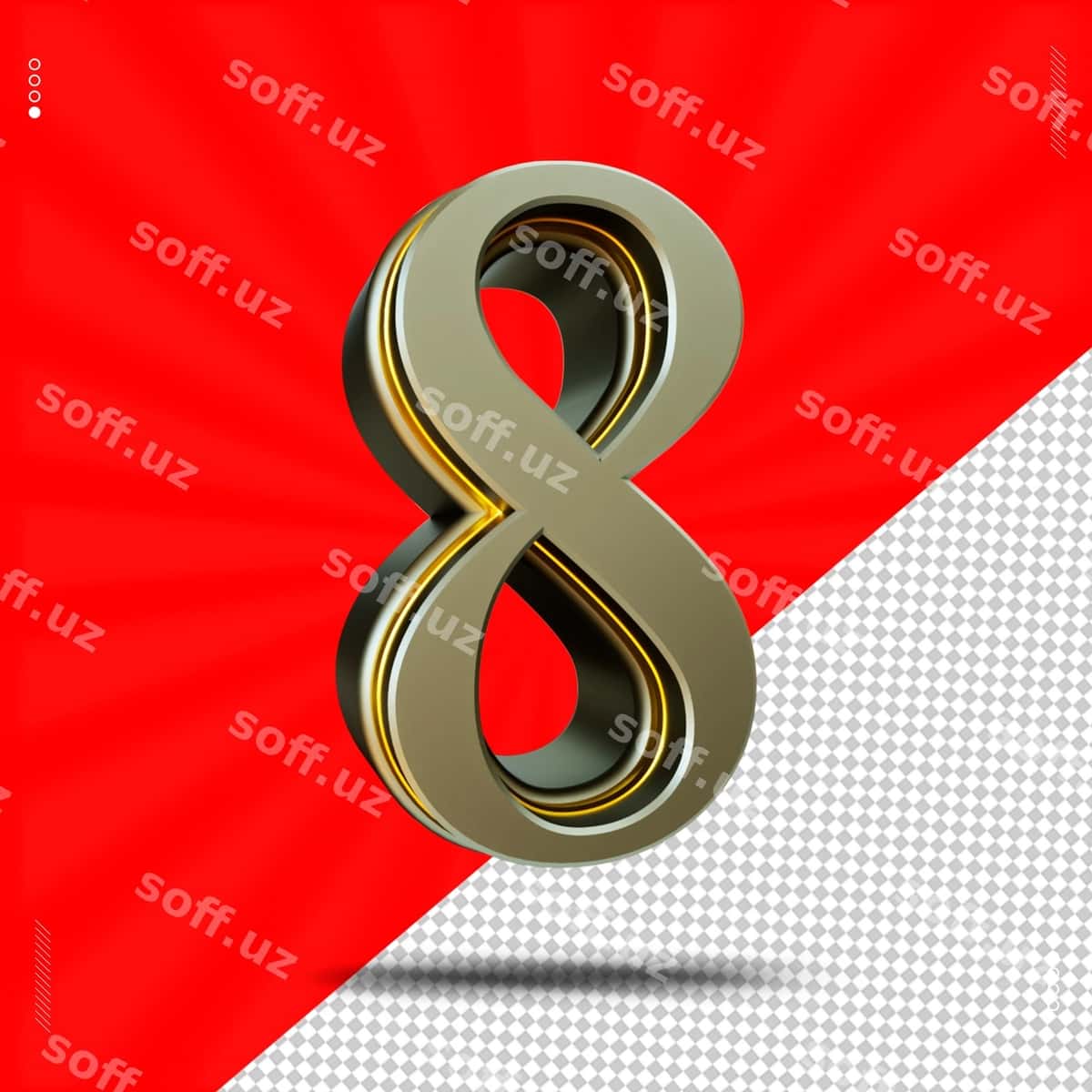 3d render raqam 8 temir font | 3d render number 8 font steel 1