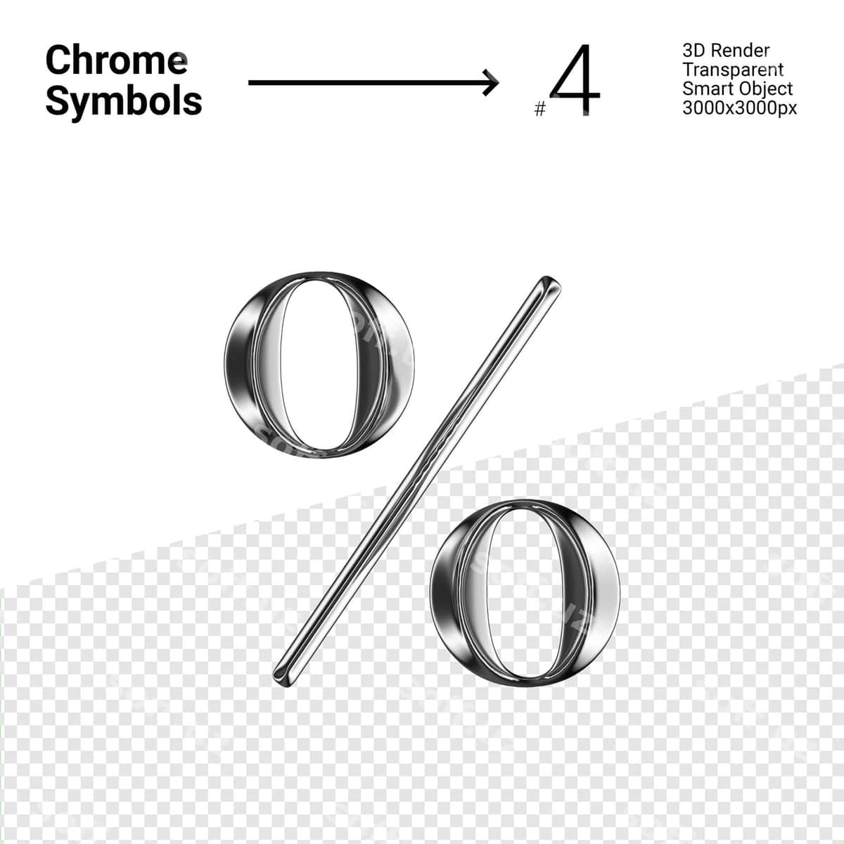 3D renderlangan kumush xrom belgisi foiz | 3d rendered silver chrome symbol percent 1