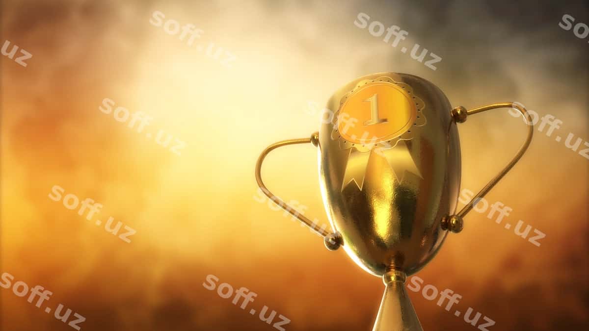 Uch o'lchovli trofey oltin mukofot uch o'lchovli illustratsiya | 3d trophy gold award 3d illustration 1