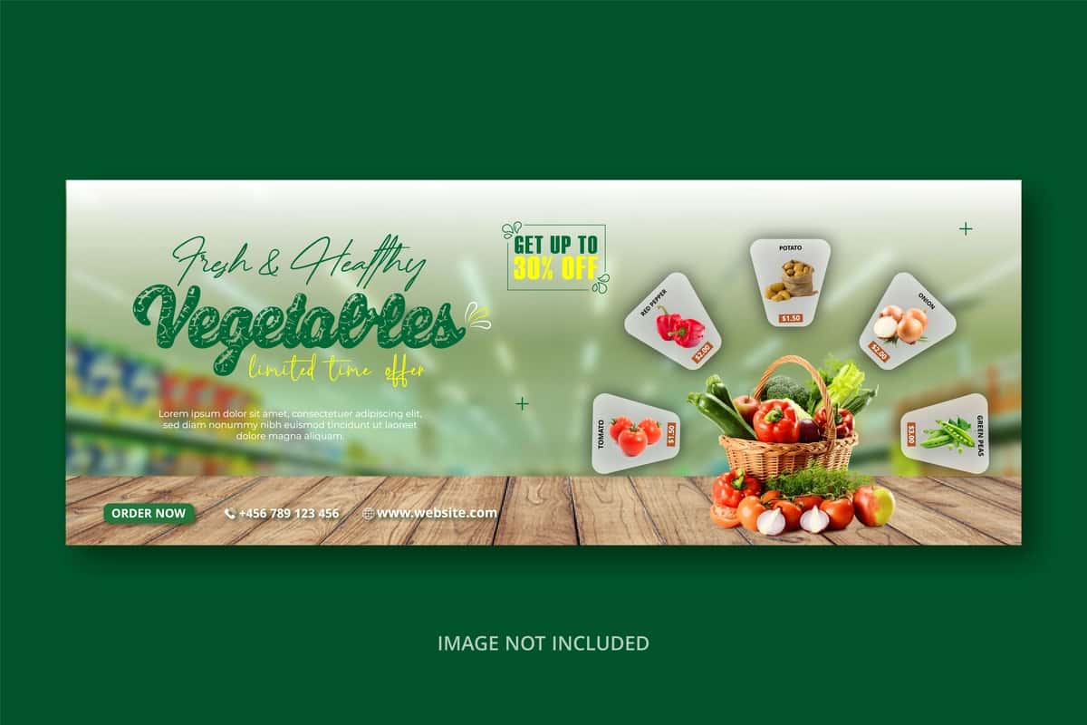 Yangi organik sabzavotlarni sotish ijtimoiy media reklama banner shablonlari | Fresh organic vegetable sale social media promotion banner template 1