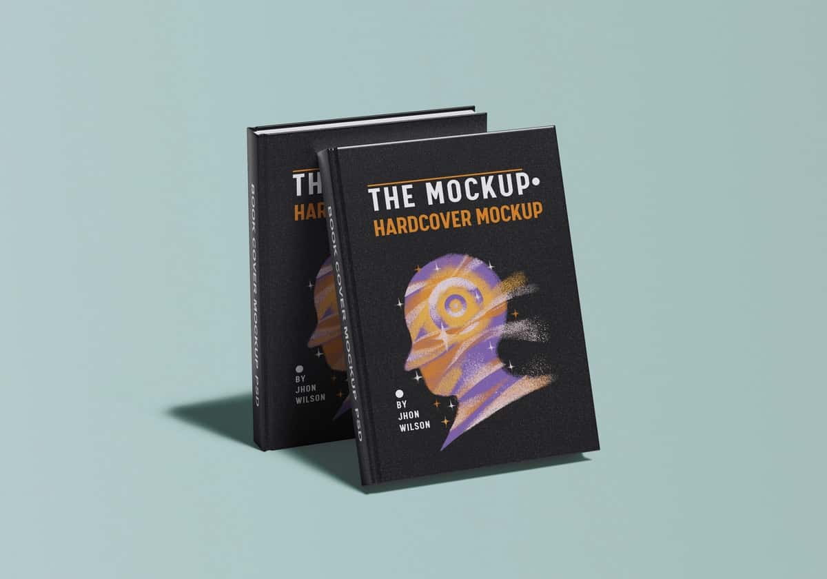 Stilize qilingan muqovali qattiq muqovali kitob maket | Hardcover book mockup with stylized cover 1
