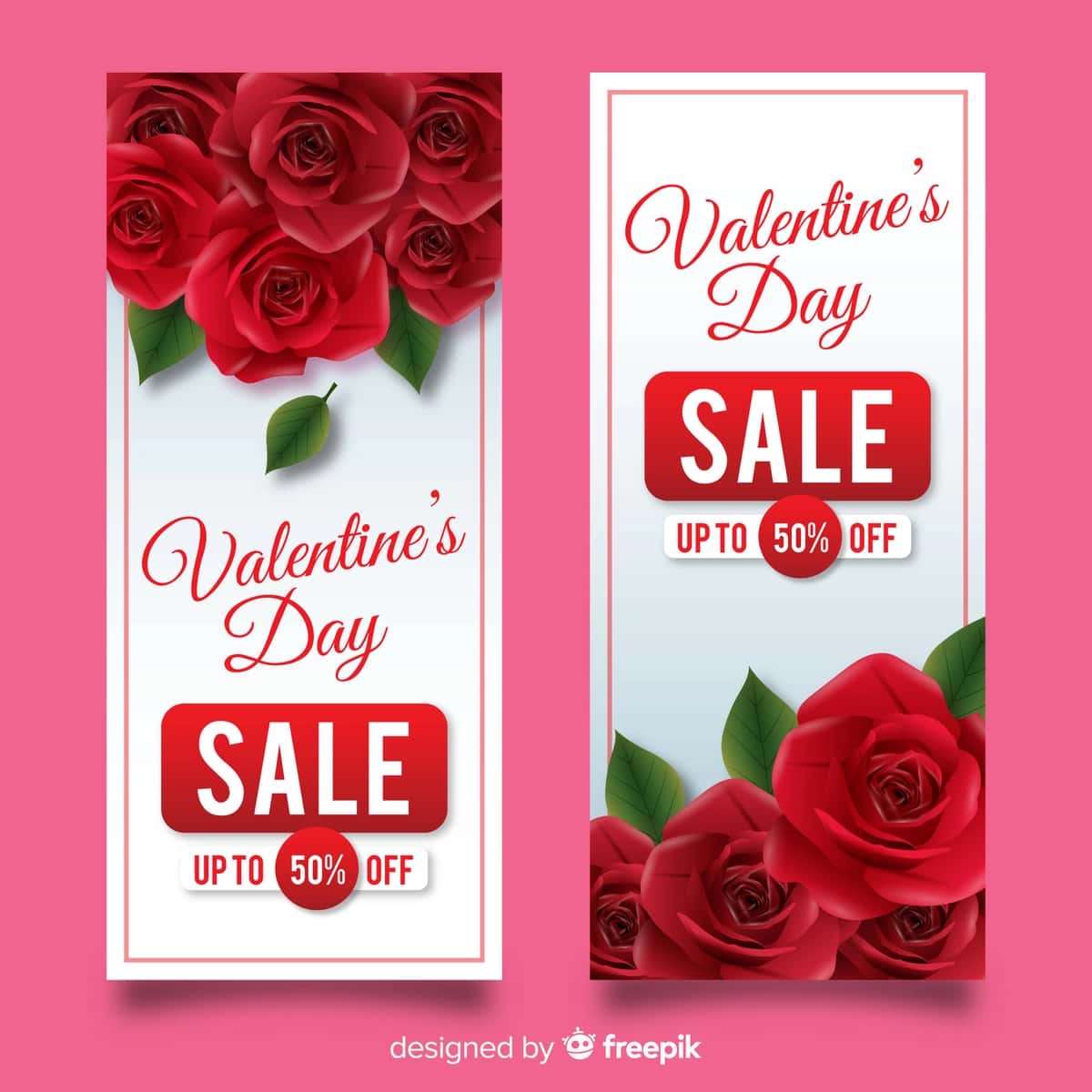 Haqiqiy Valentin kuni savdo bannerlari | Realistic valentine s day sale banners 1