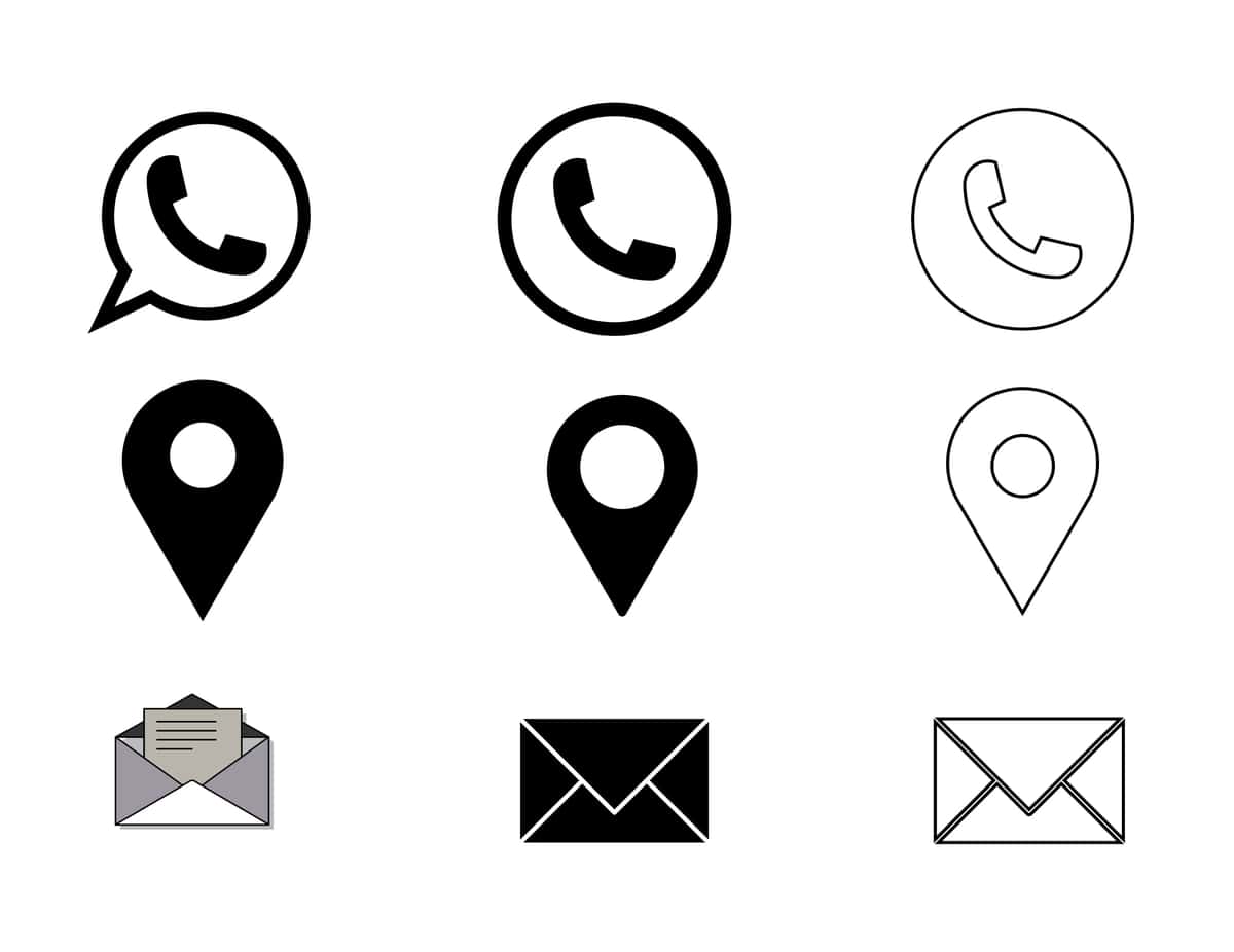 Bepul vektorli rasm massagelocationwebcall piktogramma to'plami | Free vector illustration massagelocationwebcall icon set 1