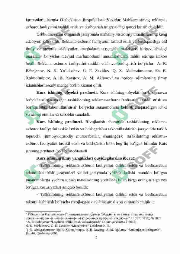 Reklama agentliklari va tashkilotlarining faoliyati tushunchasi va uni tashkil etishda chet el tajribasidan foydalanish 5