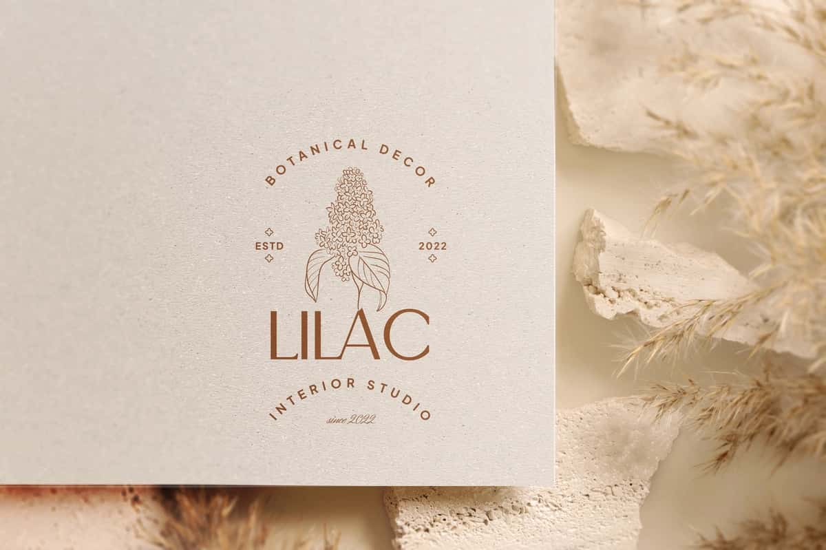 Psd lilac logotipi maketi dizayni | Psd lilac logo mockup design 1